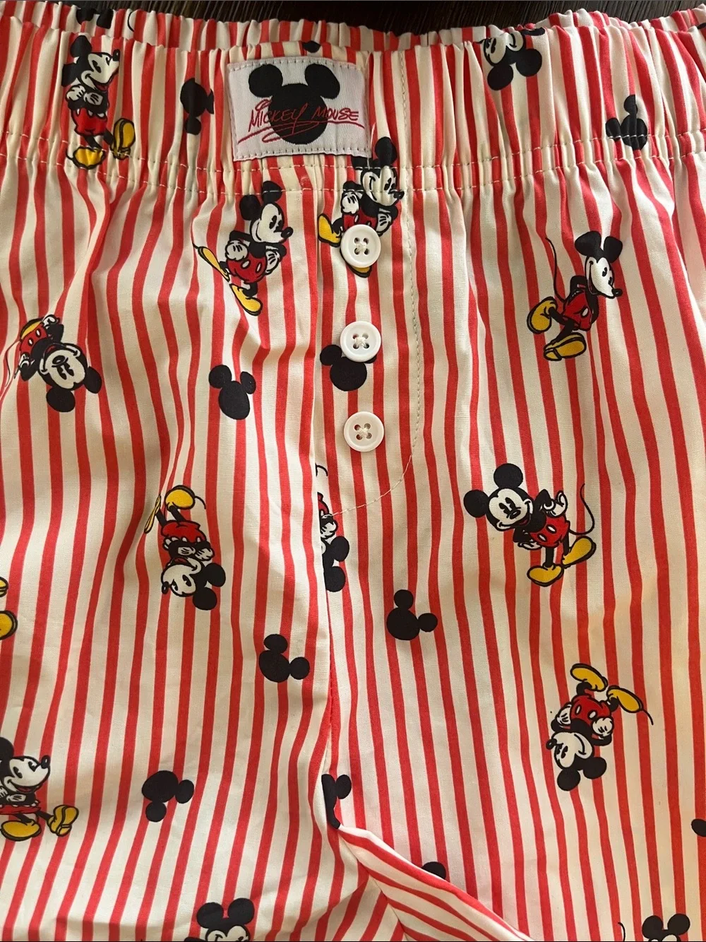 Disney Red Striped Mickey Mouse Cotton Boxer Shorts NWT - Picture 4 of 13
